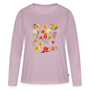 Botanical Orange Yellow Flower Power Wildflower - Women's Premium Organic Long Sleeve Shirt - dusky pink - Front - Julia (174cm)