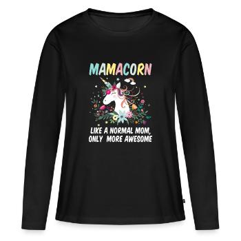 Mamacorn Like a normal Mama only awesome Mom Gift - Women's Premium Organic Long Sleeve Shirt - black - Front - Julia (174cm)