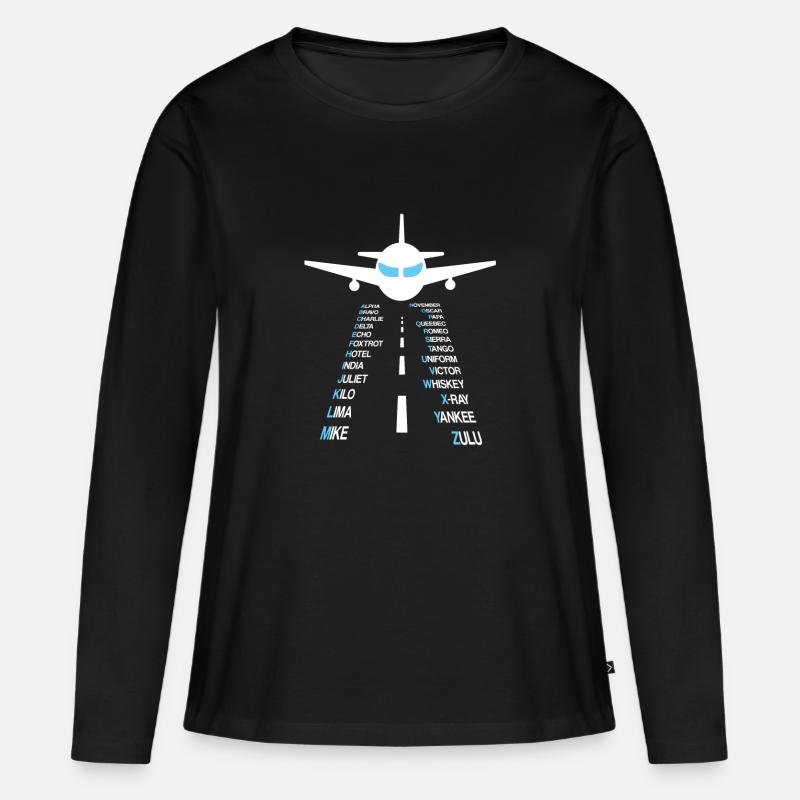 Phonetic alphabet flying pilot plane IPA - Women's Premium Organic Long Sleeve Shirt - black