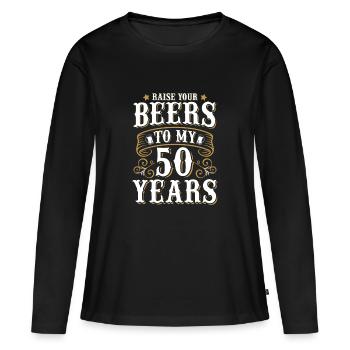 Élevez votre bière jusqu'à mes 50 ans Fêter - T-shirt manches longues Premium bio Femme - noir - Devant - Julia (174cm)