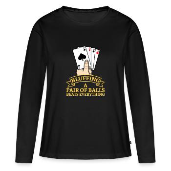Poker Poker Poker Jeu de cartes Idée cadeau Ass P - T-shirt manches longues Premium bio Femme - noir - Devant - Julia (174cm)