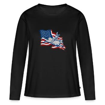 Équitation western bull rodéo cowboy bull - T-shirt manches longues Premium bio Femme - noir - Devant - Julia (174cm)