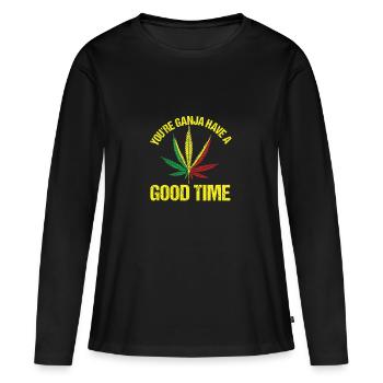 Marijuana - Ganja have a Good Time - Reggae - Frauen Premium Bio Langarmshirt - Schwarz - Vorne - Julia (174cm)