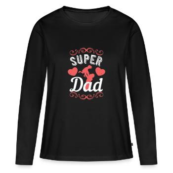 super dad - T-shirt manches longues Premium bio Femme - noir - Devant - Julia (174cm)