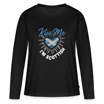 Embrasse-moi, je suis écossais Ecosse Highlands écossais - T-shirt manches longues Premium bio Femme - noir - Devant - Julia (174cm)