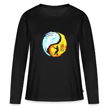 Combat de Wing Chun Ying Yang Fighter - T-shirt manches longues Premium bio Femme - noir - Devant - Julia (174cm)