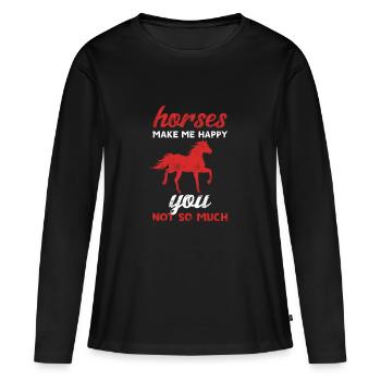 Rider Make Me Happy équitation cheval équestre - T-shirt manches longues Premium bio Femme - noir - Devant - Julia (174cm)