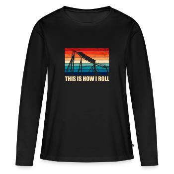Montagnes russes montagnes russes parc d'attractions rollercoast - T-shirt manches longues Premium bio Femme - noir - Devant - Julia (174cm)