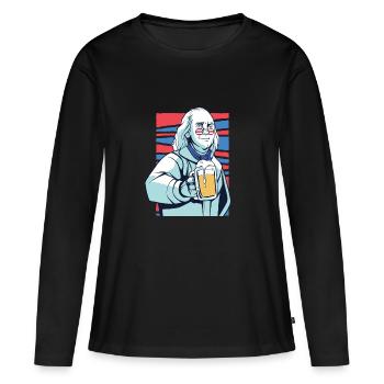 Benjamin Franklin US Beer Président américain Beer Beer - T-shirt manches longues Premium bio Femme - noir - Devant - Julia (174cm)