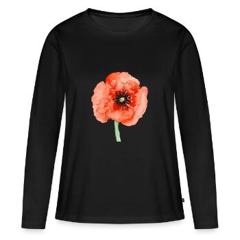 Mohnblume - Frauen Premium Bio Langarmshirt - Schwarz - Vorne - Julia (174cm)