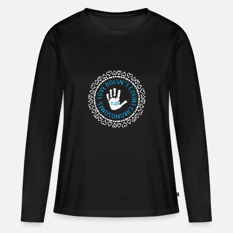 T21 - Love Doesn't Count Chromosomes - Frauen Premium Bio Langarmshirt - Schwarz