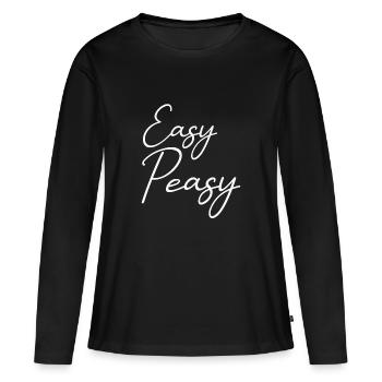 Easy Peasy - kinderleicht simpel einfach leicht - Frauen Premium Bio Langarmshirt - Schwarz - Vorne - Julia (174cm)