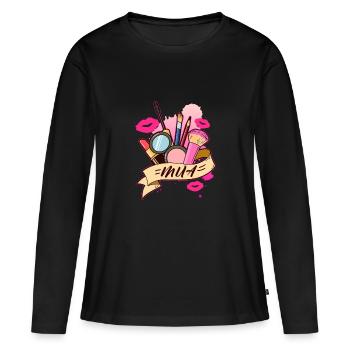 Maquillage Artist Mua Beauté Salon maquillage - T-shirt manches longues Premium bio Femme - noir - Devant - Julia (174cm)