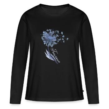 Pusteblume Löwenzahn - Frauen Premium Bio Langarmshirt - Schwarz - Vorne - Julia (174cm)
