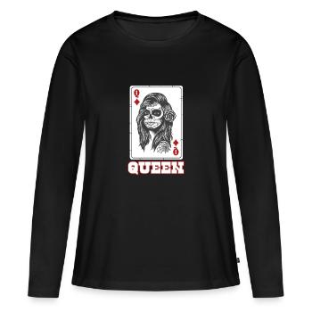 Queen Card Caro - T-shirt manches longues Premium bio Femme - noir - Devant - Julia (174cm)