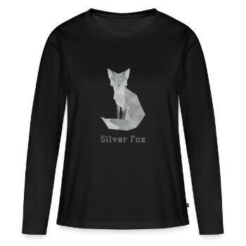 Silber Fuchs, abstakt - Frauen Premium Bio Langarmshirt - Schwarz - Vorne - Julia (174cm)