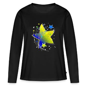 Étoile jaune simple résumé tu es mon étoile - T-shirt manches longues Premium bio Femme - noir - Devant - Julia (174cm)