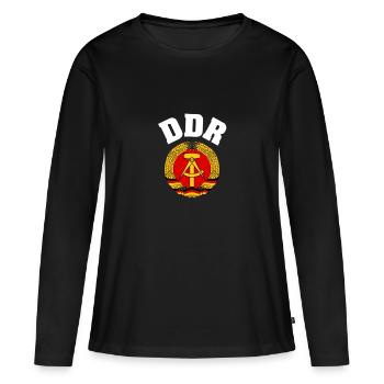 Emblèmes de la RDA - T-shirt manches longues Premium bio Femme - noir - Devant - Julia (174cm)