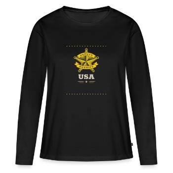 Shérif adjoint shérif adjoint - États-Unis d'Amérique de l'Ouest - T-shirt manches longues Premium bio Femme - noir - Devant - Julia (174cm)