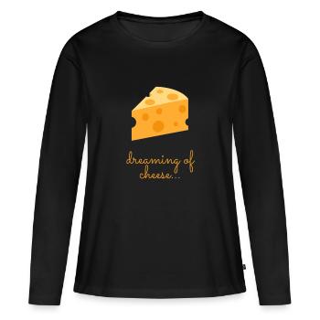 Amateur de fromage - Rêver de fromage - T-shirt manches longues Premium bio Femme - noir - Devant - Julia (174cm)