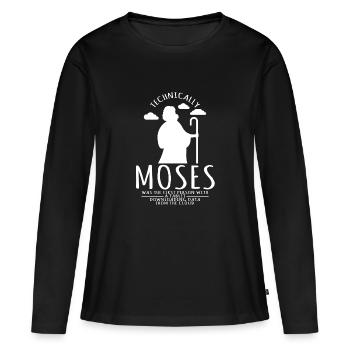 Moïse était la première personne avec une tablette - T-shirt manches longues Premium bio Femme - noir - Devant - Julia (174cm)