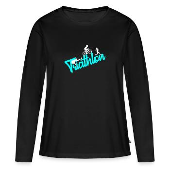 Triathlon Triathlet Mädchen Frau - Frauen Premium Bio Langarmshirt - Schwarz - Vorne - Julia (174cm)
