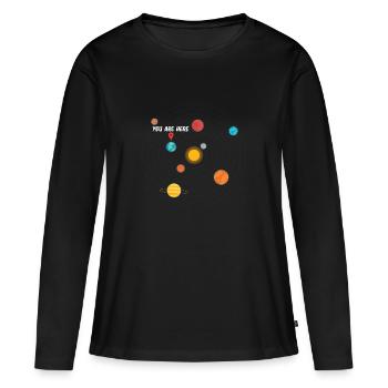 Wir sind hier im Weltraum Symbol - Frauen Premium Bio Langarmshirt - Schwarz - Vorne - Julia (174cm)