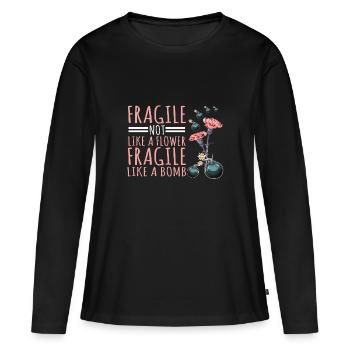 Fragile Like A Flower Fragile Like A Bomb-Feminism - Women's Premium Organic Long Sleeve Shirt - black - Front - Julia (174cm)