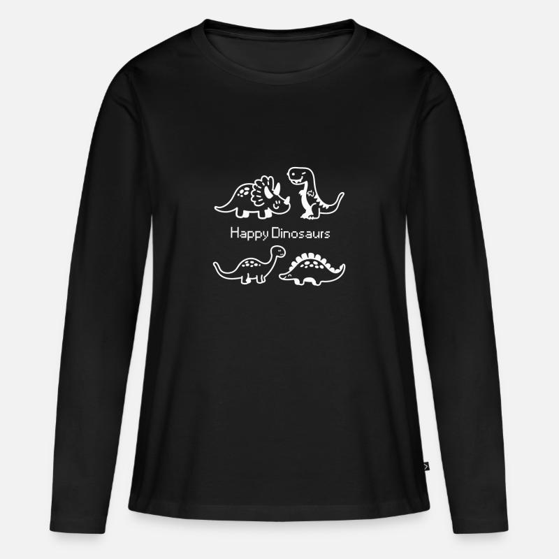 Dinosaurier - Frauen Premium Bio Langarmshirt - Schwarz