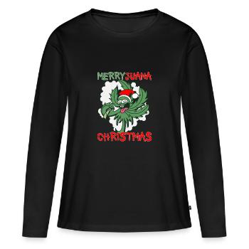 Feuille de cannabis lapidée de marijuana de Noël - T-shirt manches longues Premium bio Femme - noir - Devant - Julia (174cm)