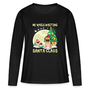 Carlin moi en attendant le Père Noël - T-shirt manches longues Premium bio Femme - noir - Devant - Julia (174cm)