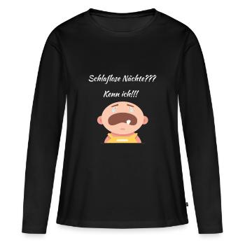 Schlaflose Nächte Schlafmangel wenig Schlaf Baby - Frauen Premium Bio Langarmshirt - Schwarz - Vorne - Julia (174cm)