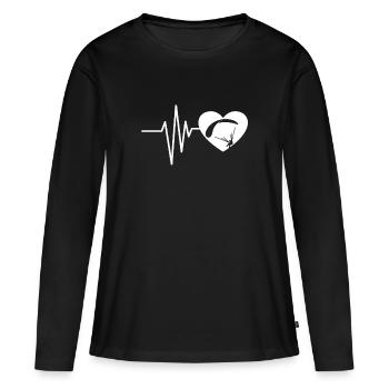 Herzschlag Gleitschirm - Frauen Premium Bio Langarmshirt - Schwarz - Vorne - Julia (174cm)