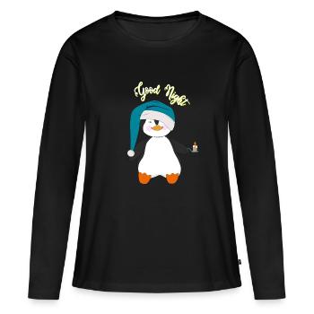 Pingouin bonne nuit - T-shirt manches longues Premium bio Femme - noir - Devant - Julia (174cm)