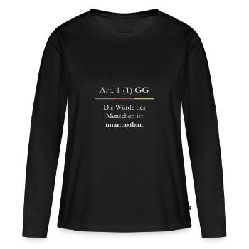 Würde des Menschen - Frauen Premium Bio Langarmshirt - Schwarz - Vorne - Julia (174cm)