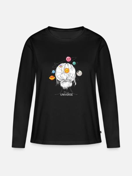 Mrs.Universe - Frauen Premium Bio Langarmshirt - Schwarz
