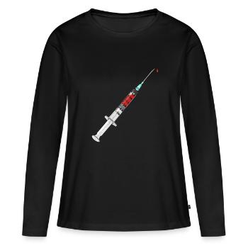 Seringue Vaccination Doctor Patient Seringue Blood Doctor - T-shirt manches longues Premium bio Femme - noir - Devant - Julia (174cm)