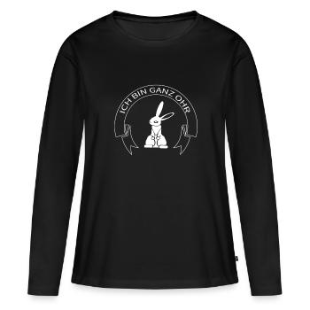 Ich bin ganz Ohr - Frauen Premium Bio Langarmshirt - Schwarz - Vorne - Julia (174cm)