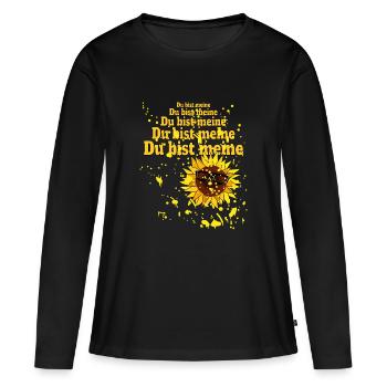 Du bist meine Sonnenblume - Frauen Premium Bio Langarmshirt - Schwarz - Vorne - Julia (174cm)