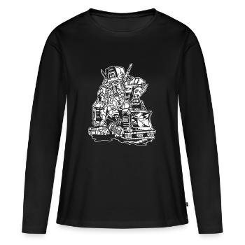 one man teknival - Frauen Premium Bio Langarmshirt - Schwarz - Vorne - Julia (174cm)