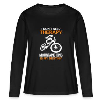 Mountainbiker Mountainbike Mountainbiken - Frauen Premium Bio Langarmshirt - Schwarz - Vorne - Julia (174cm)