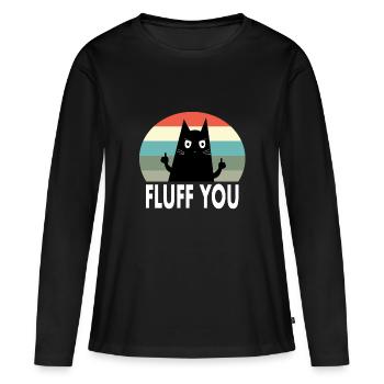 kot fluff you katze cat - T-shirt manches longues Premium bio Femme - noir - Devant - Julia (174cm)