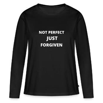 nicht perfekt, nur vergeben - Frauen Premium Bio Langarmshirt - Schwarz - Vorne - Julia (174cm)
