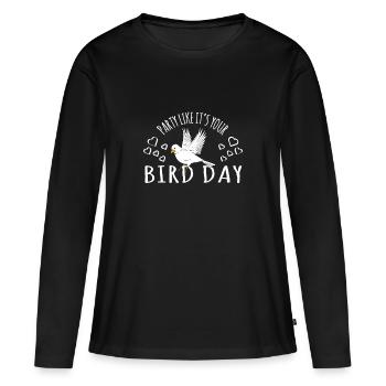 Fête d'anniversaire d'oiseaux comme si c'était votre jour d'oiseau - T-shirt manches longues Premium bio Femme - noir - Devant - Julia (174cm)