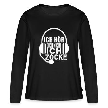 Ich hör dich nicht ich Zocke. Gaming Zocker zocken - Frauen Premium Bio Langarmshirt - Schwarz - Vorne - Julia (174cm)