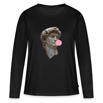 DAVID MICHELANGELO avec art de la statue de chewing-gum - T-shirt manches longues Premium bio Femme - noir - Devant - Julia (174cm)
