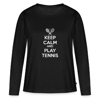 Restez calme et jouez au tennis - T-shirt manches longues Premium bio Femme - noir - Devant - Julia (174cm)