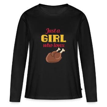 maedchen liebt huhn - Frauen Premium Bio Langarmshirt - Schwarz - Vorne - Julia (174cm)