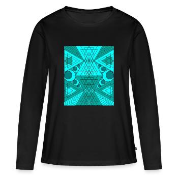 Géométrie sacrée turquoise BytheManzanitas - T-shirt manches longues Premium bio Femme - noir - Devant - Julia (174cm)