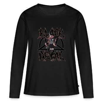 black metal licorne - T-shirt manches longues Premium bio Femme - noir - Devant - Julia (174cm)